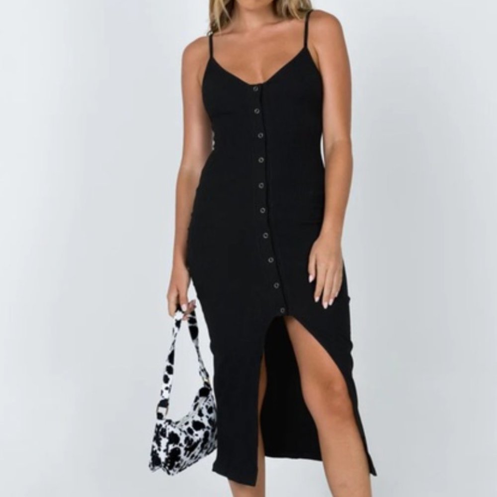 Princess Polly MUIR MIDI DRESS BLACK